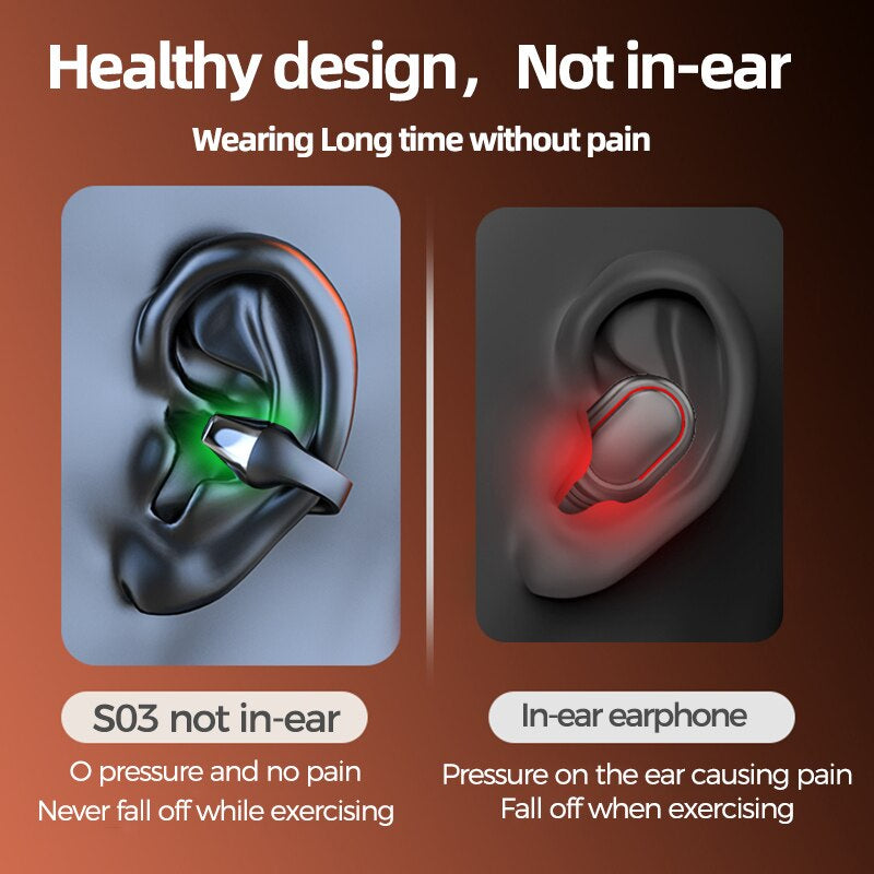 Fashion Bone Conduction Bluetooth Earphones Open Ear Clip Wireless Headphones