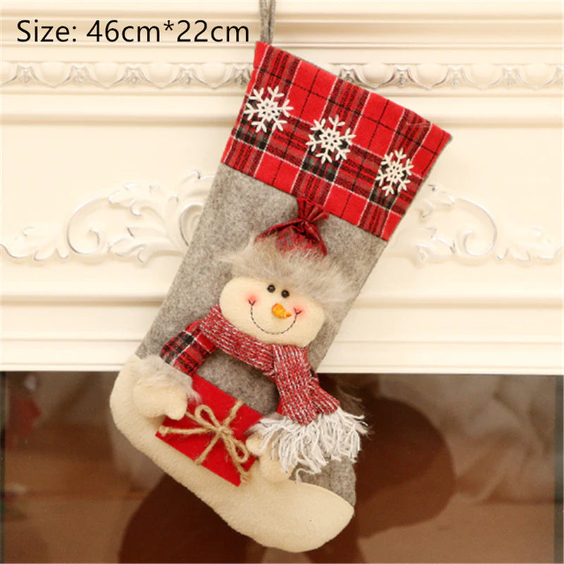 Merry Christmas New Year Red and Black Plaid Christmas Candy Bag Christmas Stocking Christmas Gift Kids Christmas Decoration