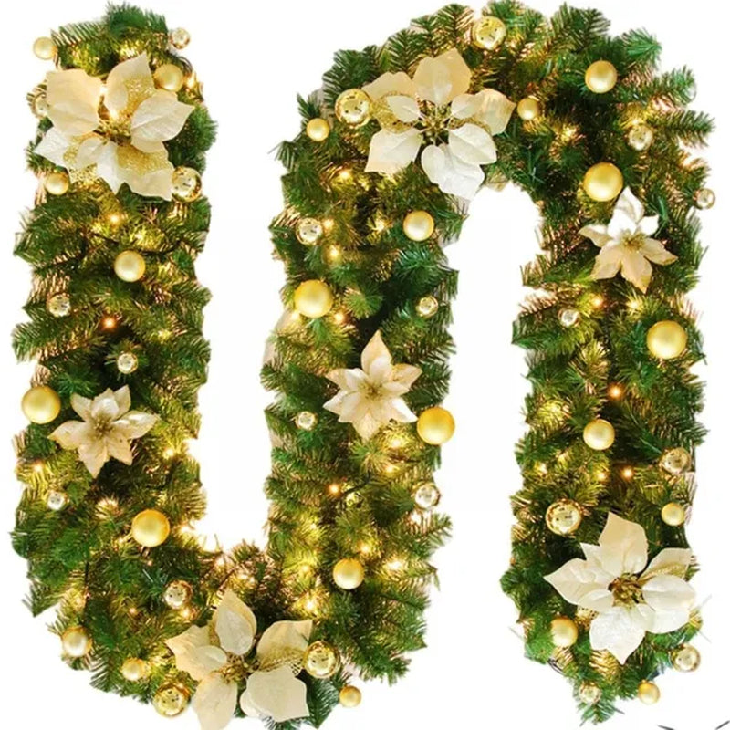 2.7M LED Light Christmas Rattan Wreath Luxury Christmas Decorations Garland Decoration Rattan with Lights Xmas Home Party