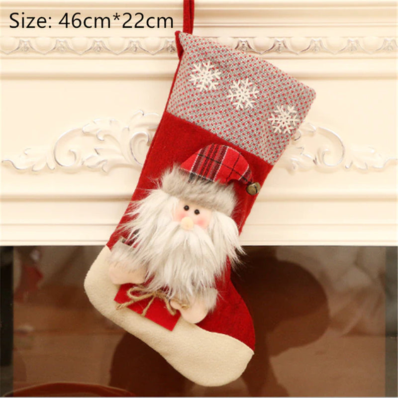 Merry Christmas New Year Red and Black Plaid Christmas Candy Bag Christmas Stocking Christmas Gift Kids Christmas Decoration