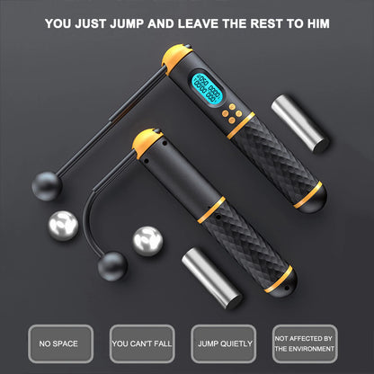 2 in 1 Jump Rope with Digital Counter Calorie Count Cordless Skipping Rope Fitness for Weight Loss Home Exercise Workout