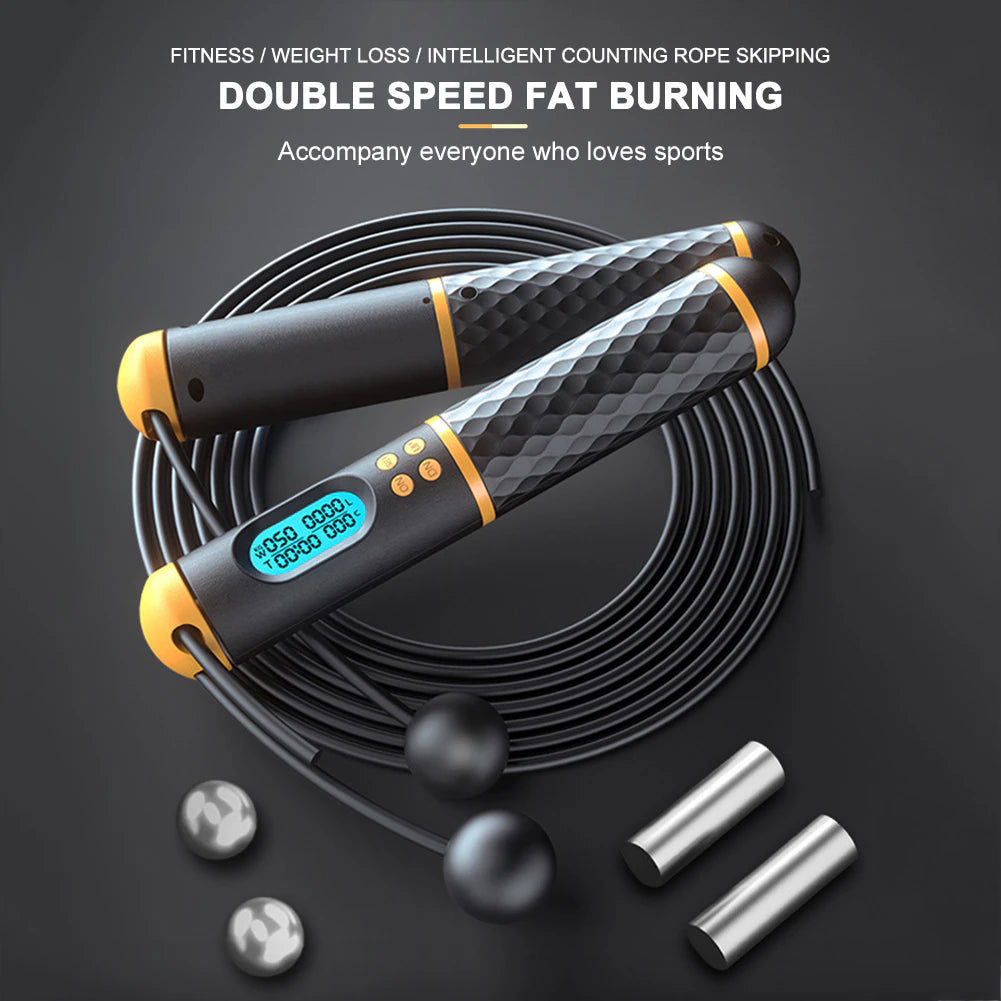 2 in 1 Jump Rope with Digital Counter Calorie Count Cordless Skipping Rope Fitness for Weight Loss Home Exercise Workout