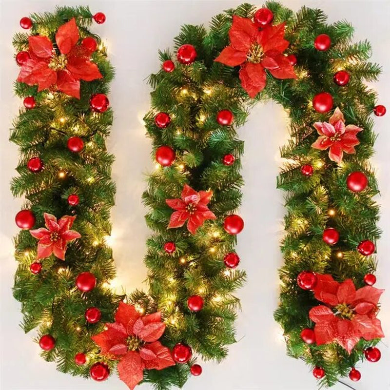 2.7M LED Light Christmas Rattan Wreath Luxury Christmas Decorations Garland Decoration Rattan with Lights Xmas Home Party