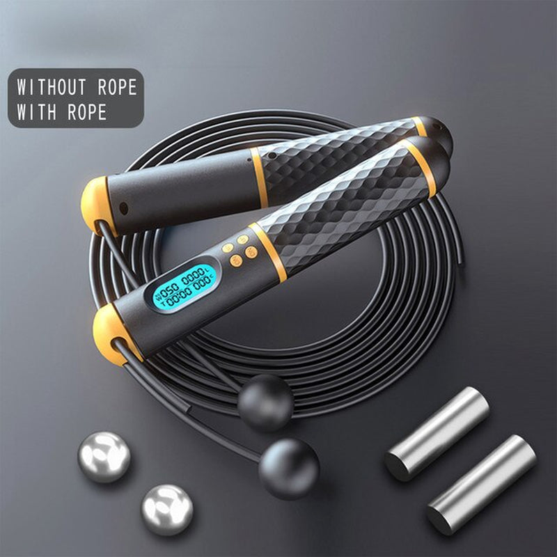 2 in 1 Jump Rope with Digital Counter Calorie Count Cordless Skipping Rope Fitness for Weight Loss Home Exercise Workout