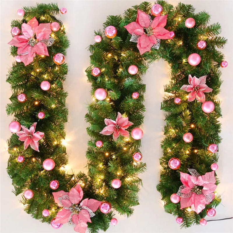 2.7M LED Light Christmas Rattan Wreath Luxury Christmas Decorations Garland Decoration Rattan with Lights Xmas Home Party