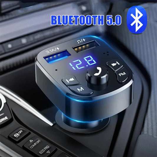 Car Hands-Free Bluetooth-Compaitable 5.0 FM Transmitter Player Handsfree 