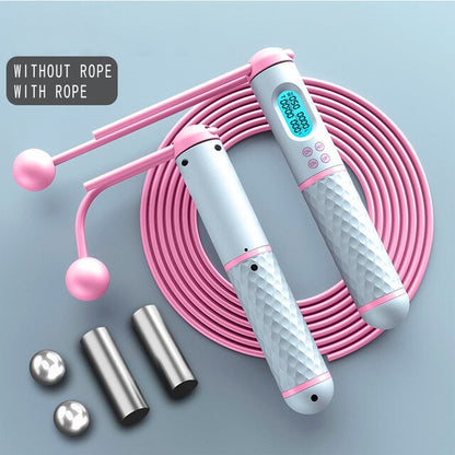 2 in 1 Jump Rope with Digital Counter Calorie Count Cordless Skipping Rope Fitness for Weight Loss Home Exercise Workout