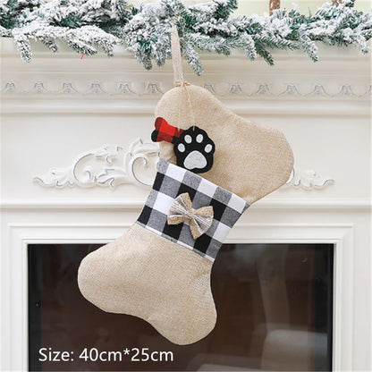 Merry Christmas New Year Red and Black Plaid Christmas Candy Bag Christmas Stocking Christmas Gift Kids Christmas Decoration